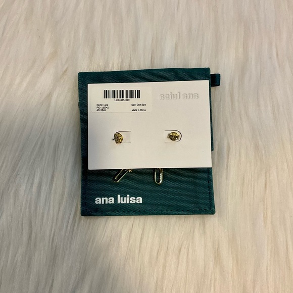 Ana Luisa Lyra Cubic Zirconia Paperclip Chain Earrings 14K GOLD PLATED BRAND NEW - Picture 2 of 3